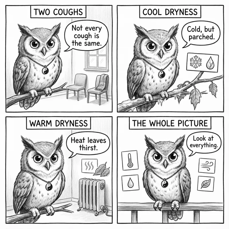 Ollie compares four autumn patterns in four panels